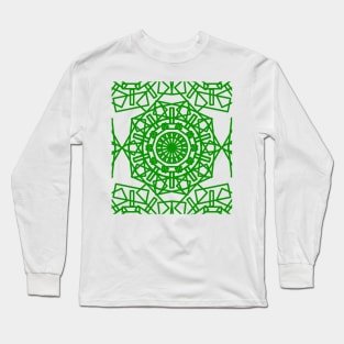 Modern Islamic geometric art design in green Long Sleeve T-Shirt